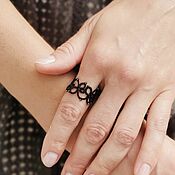 Украшения handmade. Livemaster - original item Openwork ring, black braided ring, frivolite ring. Handmade.