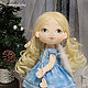 Doll-angel with feather wings, in a sky blue dress with snowflakes. Dolls. CountryKids - doll with a soul. Online shopping on My Livemaster.  Фото №2
