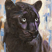 Картины и панно ручной работы. Ярмарка Мастеров - ручная работа Panther oil painting on canvas | Black Panther | Animals | Cats. Handmade.