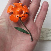 Винтаж: Орхидея брошь клипсы комплект винтаж Германия эмаль редкость