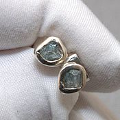 Украшения handmade. Livemaster - original item Stud earrings with blue zircon silver 925. Handmade.