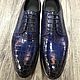 Classic dress shoes crocodile leather in dark blue color, Sneakers, St. Petersburg,  Фото №1