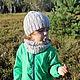 Комплект "Дорожки" для мальчика - шапочка и снуд вязаные, Комплект из шапки и шарфа, Абакан,  Фото №1