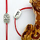 Fehu, Bracelet on a red thread with a rune Fehu double-sided, silver, Bracelet thread, Moscow,  Фото №1