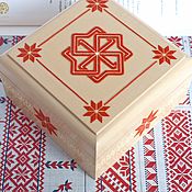 Для дома и интерьера handmade. Livemaster - original item Box: Alatyr. slavic amulet red cross stitch. Handmade.