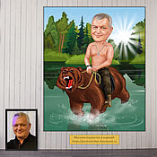 Сувениры и подарки handmade. Livemaster - original item Gift for birthday, anniversary. Cartoon riding a bear. Handmade.