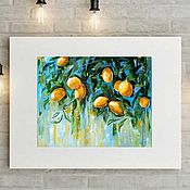 Картины и панно handmade. Livemaster - original item Painting Lemons Interior Oil Painting Lemon Tree Yellow Fruit. Handmade.