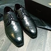Обувь ручной работы handmade. Livemaster - original item Men`s Derby, ostrich leather, fur, black, handmade!. Handmade.