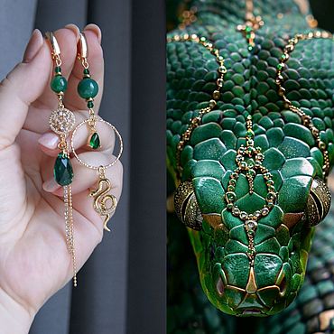 Украшения ручной работы. Ярмарка Мастеров - ручная работа Серьги " Змея". Handmade.