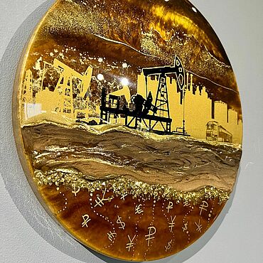 Картины и панно ручной работы. Ярмарка Мастеров - ручная работа Картина с нефтью «Качают» подарок нефтянику. Handmade.
