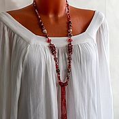 Работы для детей, handmade. Livemaster - original item Beads are long, stylish decoration on the neck, spectacular sautoir. Handmade.
