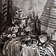 tonal drawing 'still life with samovar', Pictures, Moscow,  Фото №1