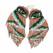 Украшения handmade. Livemaster - original item Earrings-brush: Beaded Earrings, Emerald Eyes, Long Earrings. Handmade.