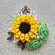 Brooch made of handmade fabric in the style of komono Forest sunflower, Brooches, Salavat,  Фото №1