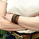 Order Leather bracelet 'Spring Antiglamour Black and orange 7 stripes. schwanzchen. Livemaster. . Cuff bracelet Фото №3