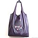 Bag with Owl Applique Purple Leather Bag Shopper T-shirt. Shopper. BagsByKaterinaKlestova (kklestova). Online shopping on My Livemaster.  Фото №2