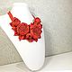 Leather Choker Rose Dance Red Leather Decoration Handmade Flowers. Necklace. ms. Decorator. My Livemaster. Фото №5