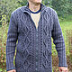 Cardigan with braids for men / Knitted cardigan with zipper, Mens sweaters, Balahna,  Фото №1