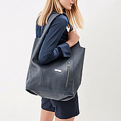 Сумки и аксессуары handmade. Livemaster - original item Large Bag Leather Bag Package Shopper T-shirt Blue Bag. Handmade.