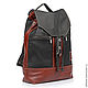Кожаный рюкзак Черный с рыжим. Рюкзаки. SofiTone. Интернет-магазин Ярмарка Мастеров.  Фото №2