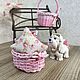 Doll miniature wicker baskets - basket for dolls pink. Decoration for flower pots. KOTOMKA_NV kukolnaya miniatyura 1:12. Ярмарка Мастеров.  Фото №6