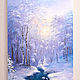 Oil painting of a winter landscape in bluish - pink tones, Pictures, Sochi,  Фото №1
