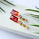 Gold-plated red quartz earrings. Earrings. Solanda. Online shopping on My Livemaster.  Фото №2