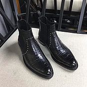 Обувь ручной работы handmade. Livemaster - original item Chelsea crocodile leather ankle boots, premium, in black.. Handmade.