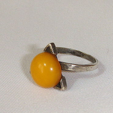 Винтаж ручной работы. Ярмарка Мастеров - ручная работа Винтаж: Кольцо Янтарь Серебро 875 звезда размер 17,5 винтаж СССР. Handmade.