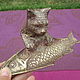 Винтаж: Старинная скульптура статуэтка Chat et poisson бронза Франция. Статуэтки винтажные. Антиквариат и винтаж из Франции. Ярмарка Мастеров.  Фото №11