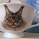 Чайная пара " Мой котик". Чайные пары. Меньшикова Нелли Роспись фарфора. Интернет-магазин Ярмарка Мастеров.  Фото №2