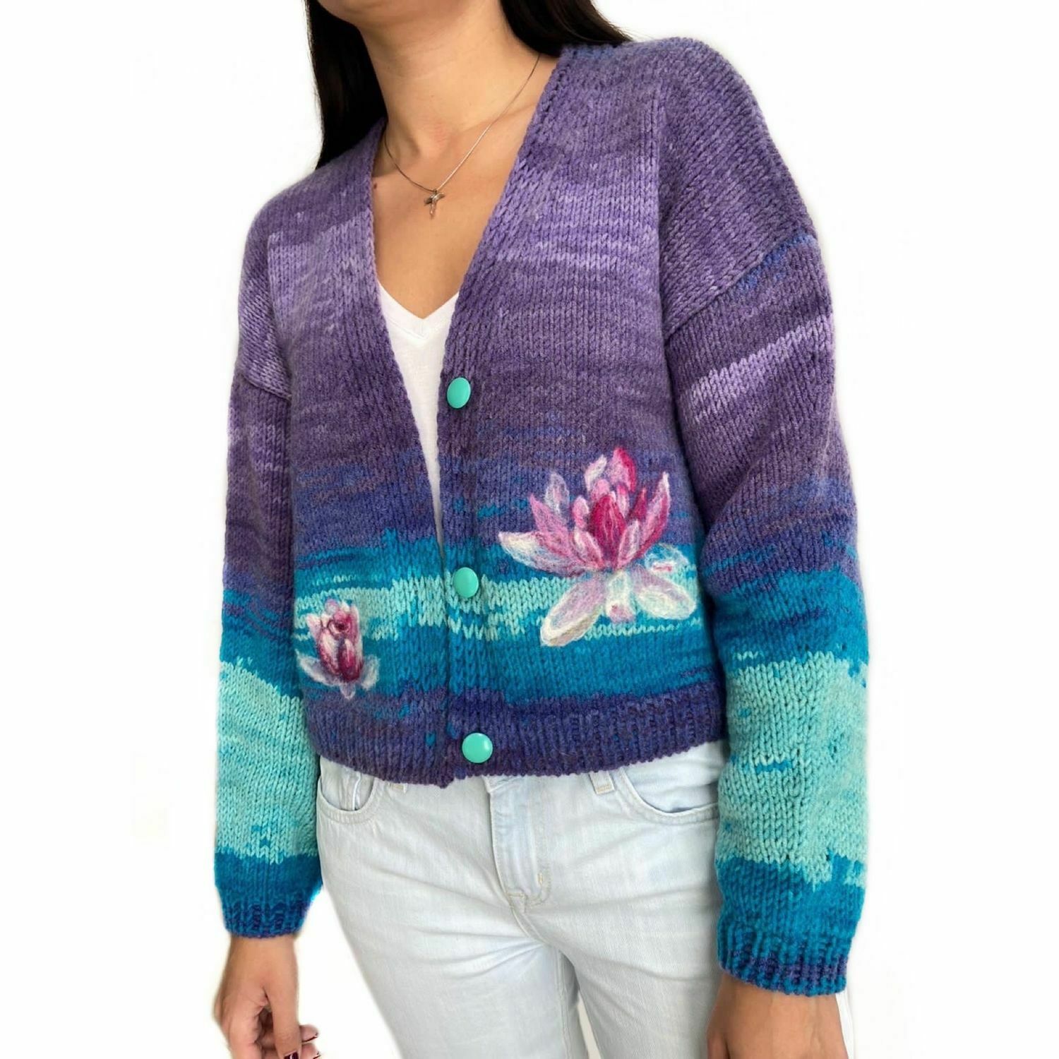 Пуловер – градиент спицами