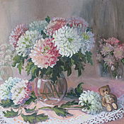 Картина акварелью "Букет тюльпанов"