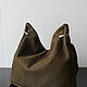  Bag made of genuine suede Olive color. Crossbody bag. Olga'SLuxuryCreation. Online shopping on My Livemaster.  Фото №2