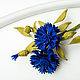Order Boutonniere of Cornflowers skin. The decoration of leather Cornflowers. lanssveta. Livemaster. . Brooches Фото №3
