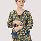 Order Coat jacquard blue yellow with fur pockets. Yana Levashova Fashion. Livemaster. . Coats Фото №3
