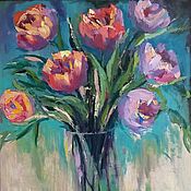 Картины и панно handmade. Livemaster - original item Oil painting Bouquet in the living room on canvas, 54h64 cm. Handmade.