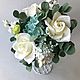 Wedding bouquet of the bride with white roses and eucalyptus. Wedding bouquets. Olga Nuzhdina. Интернет-магазин Ярмарка Мастеров.  Фото №2
