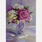 Картины и панно handmade. Livemaster - original item Painting of peonies in a vase, a bouquet of flowers in oil. Handmade.