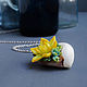 Shell pendant with succulents on a steel chain, 4,3h3 cm, Necklace, Moscow,  Фото №1