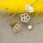 Украшения handmade. Livemaster - original item Elegant earrings with natural diamonds in yellow gold 585. Handmade.