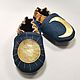 Blue&Gold Baby Shoes, Sun Baby Moccasins, Moon Baby Slippers, Footwear for childrens, Kharkiv,  Фото №1