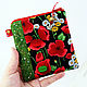 Mini Cosmetic Bag with Zipper Red Poppies, Beauticians, St. Petersburg,  Фото №1