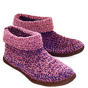 Обувь ручной работы handmade. Livemaster - original item Unisex slippers, purple half-wool. Handmade.
