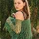 Emerald Minishal openwork knitted linen. Capes. Bright Shawls by BorchankaZL. My Livemaster. Фото №5