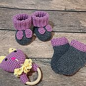 Работы для детей, handmade. Livemaster - original item Gift to a newborn: a set of half-wool. Handmade.