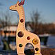 Жираф-каталка,деревянная игрушка ручной работы, декорированая