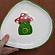 Order Curved plate ≈ 20 cm with a pattern of Toads frogs green toad fly agaric. DASHA LEPIT | Ceramic tableware (dashalepit). Livemaster. . Plates Фото №3