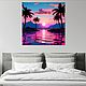 Постер, принт для печати "Synthwave sunset". Плакаты и постеры. Травин Арт. Интернет-магазин Ярмарка Мастеров.  Фото №2