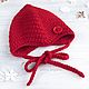 Newborn gift: Knitted red hat, 0-1 months, Gift for newborn, Cheboksary,  Фото №1
